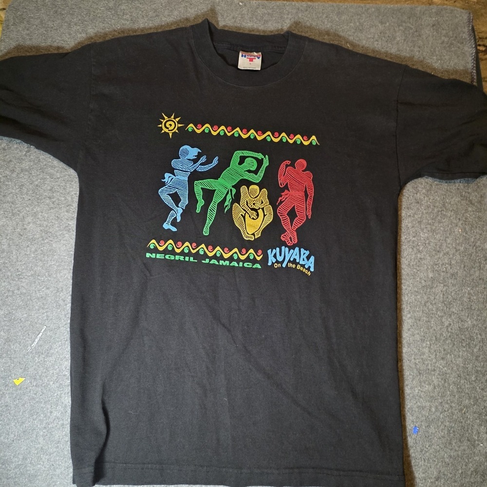 Vintage Sun Island Hefty T Negril Jamaica Short Sleeve Graphic Shirt Large H1